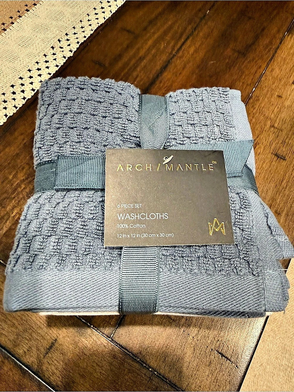 Arch & Mantle 6-Piece Washcloth Set Cotton Blue & White